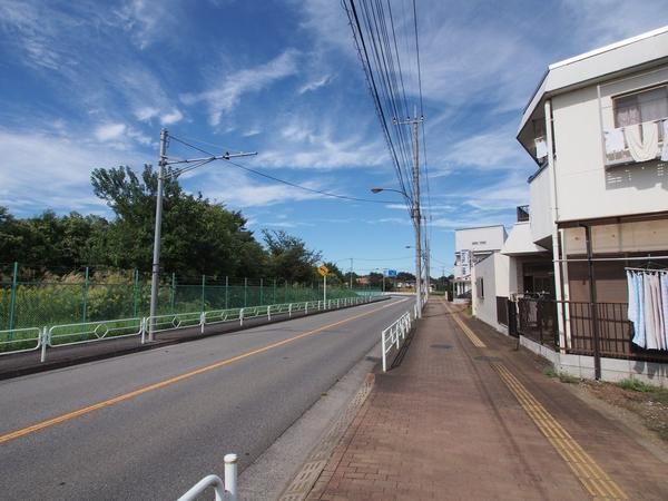 小葉屋ハイツ前面道路 前面道路は片側1車線の道路
